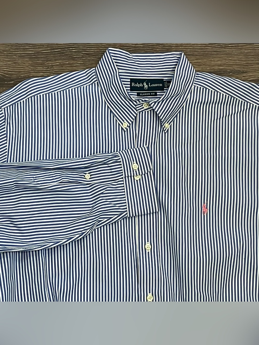 Vintage Ralph Lauren Classic Fit Nautical Button Down Shirt Mens XL 17 1/2 34/35